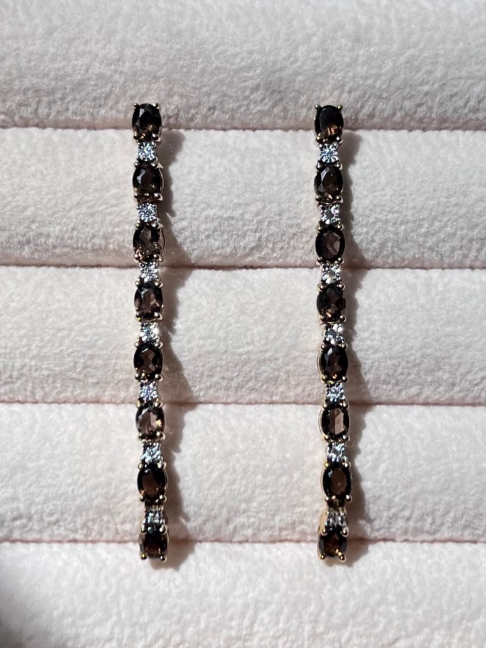 E068 | Genuine Smoky Quartz Long Dangle Earrings